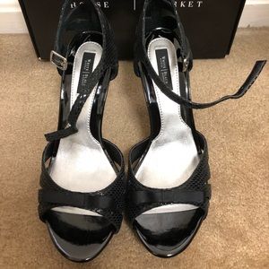 Black Anya Peep Toe Heels with Bow